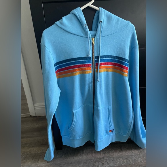 Aviator Nation Five Stripe Hoodie Sky Blue XL - Picture 1 of 3